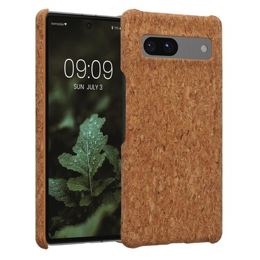 kwmobile Case Compatible with Google Pixel 7a Case - Cover with Cork Finish - Light Brown