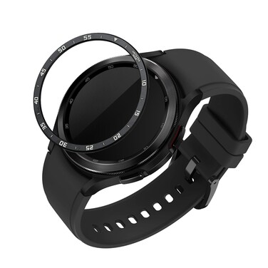 kwmobile Protective Bezel Ring Compatible with Samsung Galaxy Watch 6 Classic 47mm - Aluminum Ring for Smart Watches - Black/White