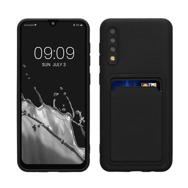 kwmobile Case Compatible with Samsung Galaxy A50 Case - TPU Phone Cover with Credit Card Holder - Black