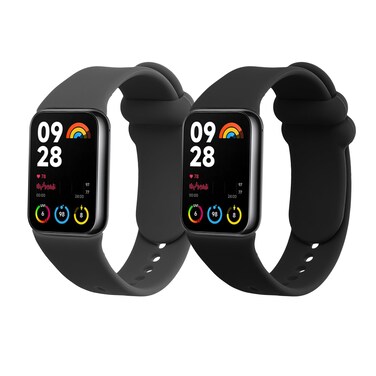 kwmobile Straps Compatible with Xiaomi Mi Band 8 Pro Straps - 2x Replacement Silicone Watch Bands - Black/Grey