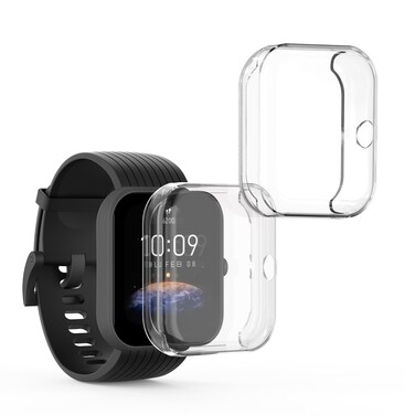 kwmobile Case Compatible with Huami Amazfit Bip 3 / Bip 3 Pro Case - 2X TPU Silicone Fitness Tracker Cover - Transparent