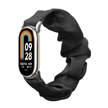 kwmobile Watch Strap Compatible with Xiaomi Mi Band 8 / Mi Band 9 - Black Scrunchie Watch Band - 5.5-7.5 inches (14-19 cm)