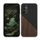 kwmobile Case Compatible with Samsung Galaxy A15 5G - Hard Phone Cover with TPU Bumper and Wood/Carbon Back - Dark Brown/Black