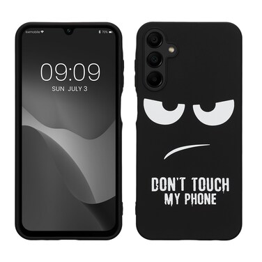 kwmobile TPU Silicone Case Compatible with Samsung Galaxy A15 5G - Case Soft Cover - Don't Touch My Phone White/Black