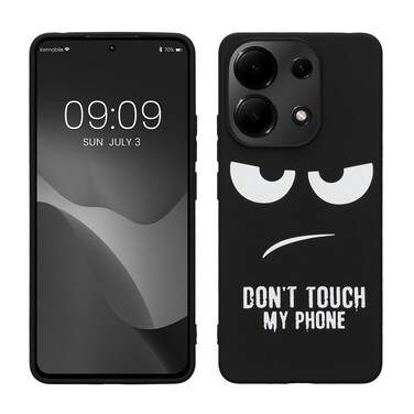 kwmobile TPU Silicone Case Compatible with Xiaomi Redmi Note 13 4G - Case Soft Cover - Don't Touch My Phone White/Black