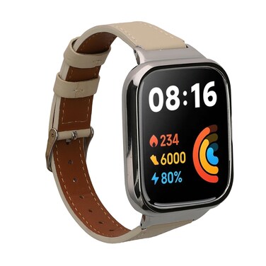 kwmobile Real Leather Watch Strap Compatible with Xiaomi Redmi Watch 3 Active/Redmi Watch 3 Lite - Fitness Tracker Replacement Sports Wristband with Clasp