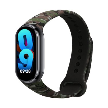 kwmobile TPU Silicone Strap Compatible with Xiaomi Mi Band 8 / Mi Band 9 - Tracker Band - camouflage Black/Light Green/Dark Green