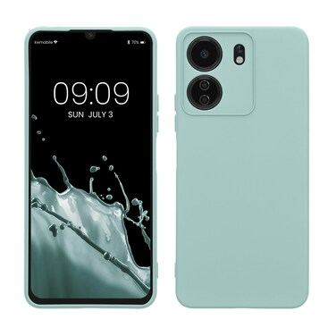 kwmobile Case Compatible with Xiaomi Poco C65 / Redmi 13C Case - Protective Slim TPU Cover with Soft Matte Finish - Cool Mint