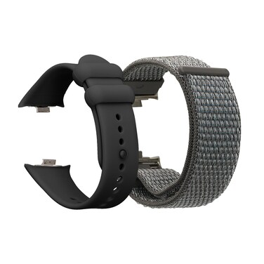kwmobile Smartwatch Band Compatible with Xiaomi Redmi Watch 4 Strap - 2x TPU SIlicone and Nylon Straps - Black/Dark Grey