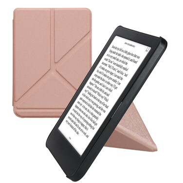 kwmobile Origami Case Compatible with Kobo Clara BW/Colour Case - Slim PU Leather Cover with Stand - Rose Gold