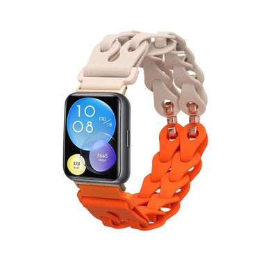 kwmobile Replacement Fitness Tracker Band Compatible with Huawei Watch Fit 2-5.5 - 8.7 inches (14-22 cm) - Beige/Orange