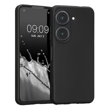 kwmobile Case Compatible with ASUS Zenfone 10 / Zenfone 9 Case - Soft Slim Protective TPU Silicone Cover - Black Matte