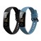 kwmobile Straps Compatible with HONOR Band 5 / Band 4 Straps - 2x Replacement Silicone Watch Bands - Black/Blue Grey