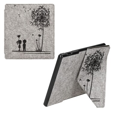 Felt Origami Case Compatible with Amazon Kindle Oasis 10. Generation - Case Cover Stand - Dandelion Love Black/Light Grey