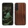 kwmobile Real Wood Case Compatible with Samsung Galaxy S23 Case - Hard Wooden Cover w/TPU Bumper - Dark Brown