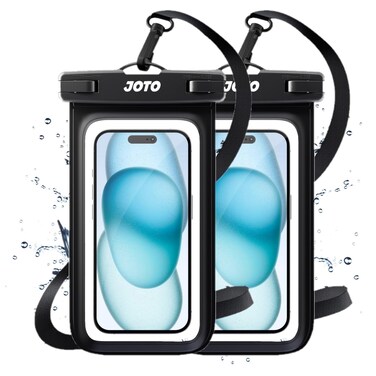 JOTO 2 Pack Waterproof Phone Pouch Case Up to 7", IPX8 Underwater Phone Case Cellphone Dry Bag for iPhone 16 15 14 13 12 Pro Max Xs Max XR X 8 7 6S Plus SE/Galaxy S24 S23 S22 S21 -Black