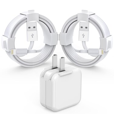 [MFi Certified] iPad iPhone Charger Fast Charging Block with 2-Pack 6.6FT USB to Lightning Cable iPad Charging Cord 12W Foldable Portable Wall Plug Charger for iPad 9th, 8th,iPad Pro/Air/Mini, iPhone