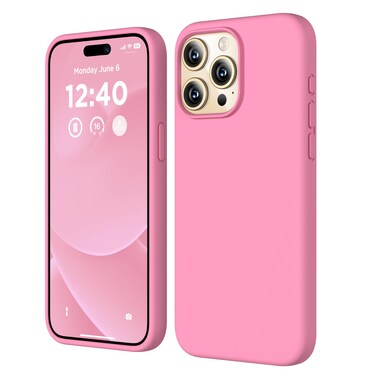COFFKER Compatible with iPhone 15 Pro Max Case, Liquid Silicone Case, Full Body Shockproof Protective Cover Slim Thin Phone Case with Soft Anti-Scratch Microfiber Lining, 6.7 inch- Tender Pink