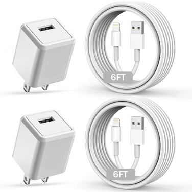 iPhone Charger,Long 6FT iPhone Charger 2Pack iPhone Cord 6feet USB to Lightning Cable Quick Fast Charging Data Sync Cord USB Wall Charger Block Adapter for iPhone 14/13/12/11/XS/XR/X/8/7/5/SE2022/iPad