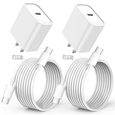 iPhone 16/15 Charger, USB C Charger, 2-Pack 20W Type C Fast Wall Charger Power Adapter, 6FT 60W USB-C to C Cable for iPhone 16/15 Pro/15 Pro Max, iPad Pro 12.9/11 inch, New iPad Air 5/4th, AirPods Pro