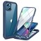 Miracase Compatible with iPhone 13 Mini case 5.4 inch, 2023 Upgrade Full-Body Glass Clear Case Bumper Case with Built-in 9H Tempered Glass Screen Protector for iPhone 13 Mini, Dark Blue