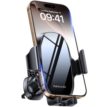 Miracase [Upgraded-2nd Generation Universal Phone Holders for Your Car, Hands Free Air Vent Car Phone Holder Mount Compatible with iPhone 16/15/14/13/12/11 Series and All Phones, Black