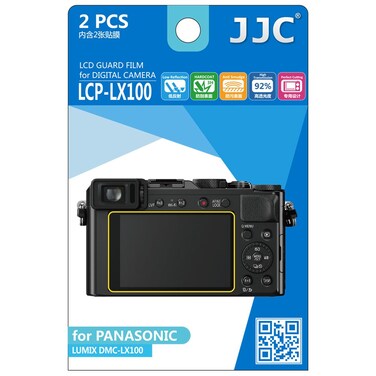 JJC LCPLX100 2-Piece Anti-Smudge High Transmission LCD Film Guard for Panasonic LUMIX DMC-LX100 (Clear)