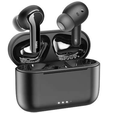 TOZO NC2 Hybrid Active Noise Cancelling Wireless Earbuds, in-Ear Detection Headphones, IPX6 Waterproof Bluetooth 5.3 Stereo Earphones, Immersive Sound Premium Deep Bass Headset Matte Black