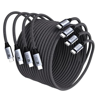 BENFEI USB C Fast Charging 60W Cable, 4-Pack(3.3ft/3.3ft/6.6ft/6.6ft) Nylon Braided Cable for iPhone 15/15 Pro/15 Plus/15 Pro Max, iPad Mini, MacBook, Samsung Galaxy S23