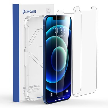 SYNCWIRE Screen Protector for iPhone 12/12 Pro 6.1" [2 Pack], Tempered Glass Film with Easy Installation Frame [99.99% HD Clear, 9H Hardness, Bubble Free, Sensitive Touch, Anti-Smudge, 6X Stronger]