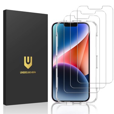 UNBREAKcable Shatterproof Screen Protector for iPhone 13 Pro Max/iPhone 14 Plus [3-Pack] [99.99% HD Clear] [Easy Installation Frame] [9H Hardness][Bubble Free] [Full Coverage] for Apple 6.7''