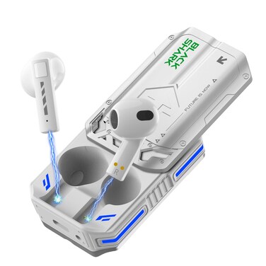 Black Shark T11 True Wireless Bluetooth Earbuds with Active Noise Cancellation, Bluetooth 5.3, 30 Hour Battery Life, RGB Lighting Effects (White)