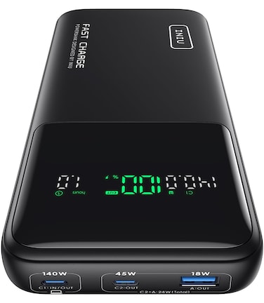 INIU 140W Power Bank, 27000mAh High Capacity Laptop Portable Charger, USB C in&amp;Out Tablet Powerbank, Smart Digital Display Phone Charger Compatible with iPhone 16, iPad, MacBook, Laptop etc.