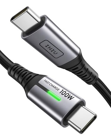 INIU USB C Cable, [1ft, Black] Short USB C Fast Charger Cable for iPhone 15 Pro Max Samsung Galaxy S24 MacBook iPad and More.