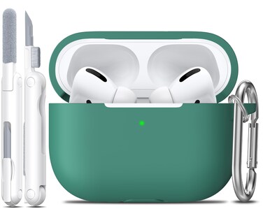 R-fun for AirPods Pro 2nd/1st Generation Case with Cleaner Kit,Soft Silicone Protective Case Cover for Apple AirPod Pro 2/1 for Women Men,AirPods Pro Case Accessories with Keychain,Pine Green