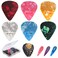 Non-slip Guitar Picks, 0.46 0.71 0.96mm Includes Thin Medium Heavy Guitar Picks,15pcs Variety Colorful Celluloid Plectrums with Guitar Picks Holder and Storage Case (15)