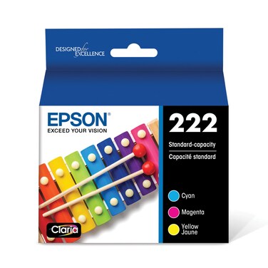 EPSON 222 Claria Ink Standard Capacity Color Combo Pack (T222520-S) Works with WorkForce WF-2960, Expression XP-5200