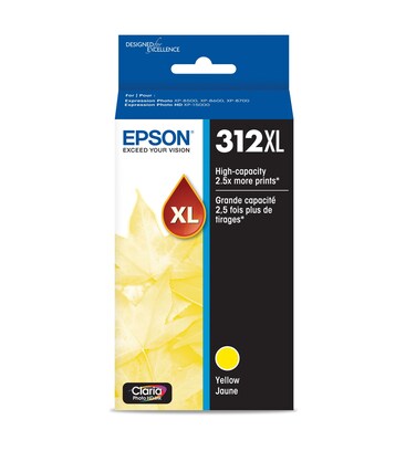 EPSON 312 Claria Photo HD Ink High Capacity Yellow Cartridge (T312XL420-S) Works with Expression Photo XP-8500, XP-8600, XP-8700, XP-15000