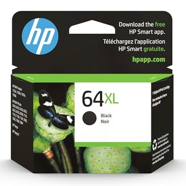HP 64XL Black High-yield Ink Cartridge   Works with HP ENVY Inspire 7950e; ENVY Photo 6200, 7100, 7800; Tango Series   Eligible for Instant Ink   N9J92AN