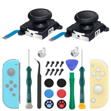 LONANDY 2 Pack Joycon Joysticks, Joycon Repair Kit Joystick Replacement Parts for Nintendo Switch, Switch Lite &amp; Switch OLED, Include Thumb Grips, Metal Lock Buckles