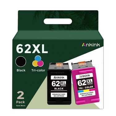 Ankink Remanufactured Ink Cartridge Replacement for HP Ink 62 62XL HP62 Black Color Combo Pack Fit for 5540 5542 5545 5640 5642 5660 5664 5665 7640 7645 8000 200 250 5740 5742 5743 5745 8040 Printer