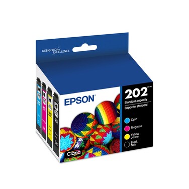EPSON 202 Claria Ink Standard Capacity Black &amp; Color Cartridge Combo Pack (T202120-BCS) Works with WorkForce WF-2860, Expression XP-5100