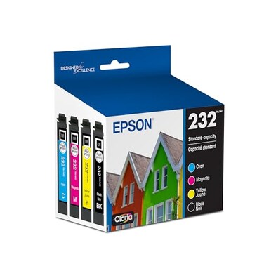 EPSON 232 Claria Ink Standard Capacity Black &amp; Color Cartridge Combo Pack (T232120-BCS) Works with WorkForce WF-2930, WF-2950, Expression XP-4200, XP-4205