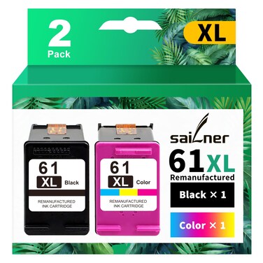 SAILNER 61 Ink Cartridge Combo Pack Replacement for HP Ink 61 Black and Color Combo Pack 61XL for Envy 4500 4501 4502 5530 Officejet 4630 4635 Deskjet 1000 1010 1510 2540 2541 Series Printer 61 Ink