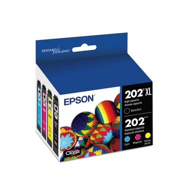 EPSON 202 Claria Ink High Capacity Black &amp; Standard Color Cartridge Combo Pack (T202XL-BCS) Works with WorkForce WF-2860, Expression XP-5100