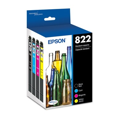 EPSON 822 DURABrite Ultra Ink Standard Capacity Black &amp; Color Cartridge Combo Pack (T822120-BCS) Works with WorkForce Pro WF-3820, WF-3823, WF-4820, WF-4830, WF-4833, WF-4834