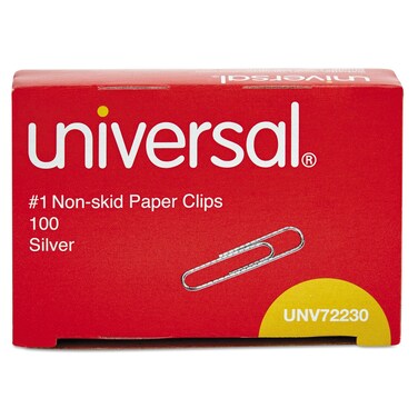 Universal A7072230A #1 Nonskid Paper Clips - Silver (100/Box, 10 Boxes/Pack)