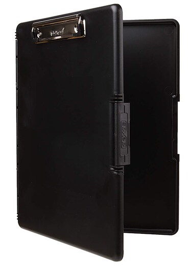 Dexas Slimcase 2 Plastic Clipboard with Storage and Side Opening, Black, Office Supplies Clipboards to Organize, Carry and Store, A4 Holder, Style and Functionality Nursing Clipboards