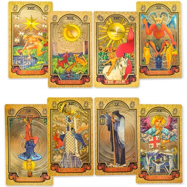 KIINO 78 Gold foil Tarot Cards with Guide Book Tarot Deck for Beginners and Professional Player with Box Tarot PVC Durable Waterproof Wrinkle Resistant