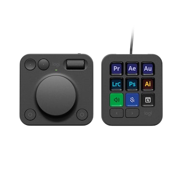 Logitech MX Creative Console - 9 Customizable LCD Keys, Control Dial for Graphic Design, Video Editing, Control Adobe, Zoom, Spotify and More - Graphite, with 3-Month Adobe Creative Cloud Membership